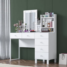 Hanah Home Mesa de Maquillaje BJ141 - 3837 Blanca con 9 Focos